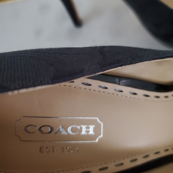Coach Jacquard Signature Black Pattern Patent Leather Heels Women's Shoe Size 10 - Picture 10 of 13